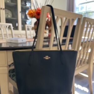 Coach Black Pebbled Leather Zip Top Tote